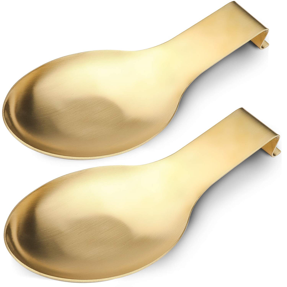 VanlonPro spoon rest in gold finish, close-up showing drip-catching surface for clean counters.