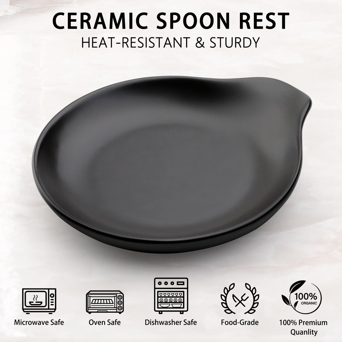 VanlonPro matte black spoon rest on kitchen counter with modern design