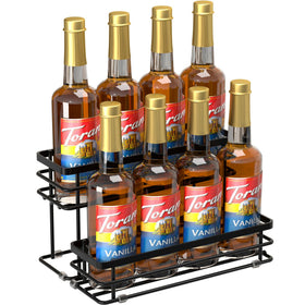 Vantimo 8-bottle syrup organizer on countertop keeps syrups neatly organized for coffee bars.
