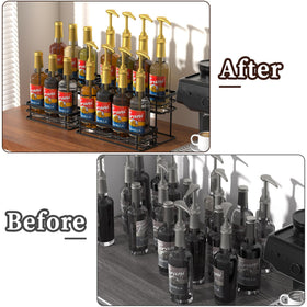 Vantimo syrups organized near the coffee station enables quick flavor choices.