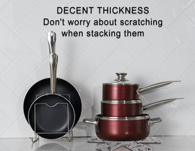 Vanwychen stack protectors are cut-to-size for a precise fit on cookware.