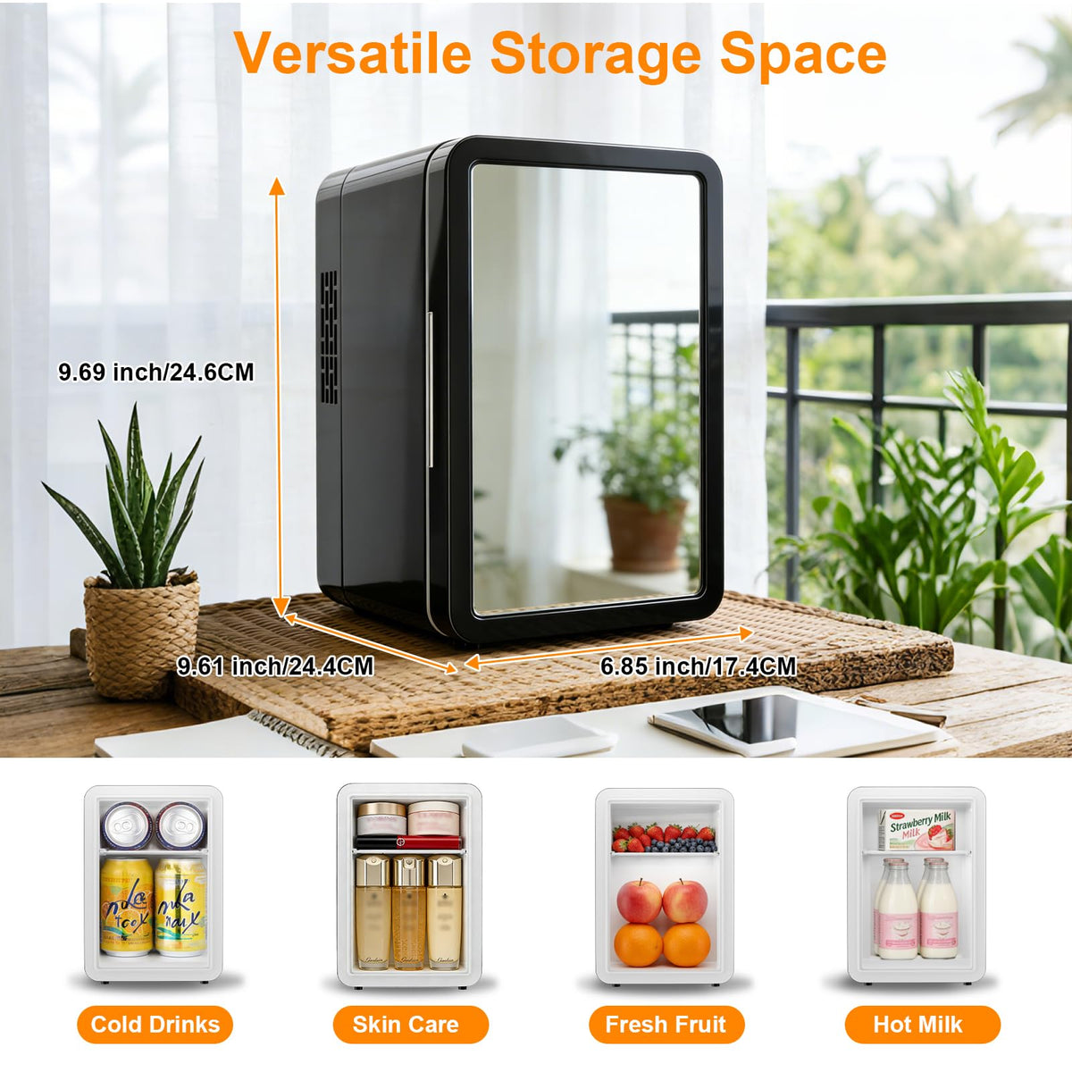 VANZBON compact fridge suitable for bedroom or office storage.