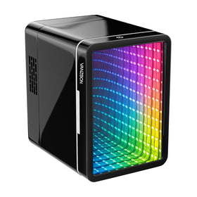 VANZBON mini fridge front view showing compact space-saving design.