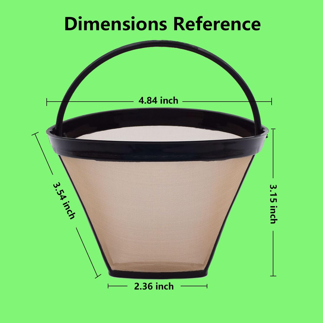 VAQINED stainless steel 4-cone filter captures fines for clear coffee.
