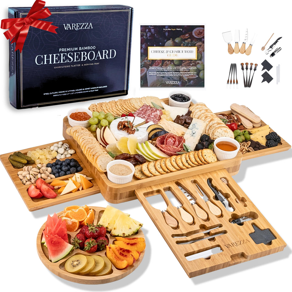 VAREZZA Charcuterie Boards Set centerpiece on table for stylish entertaining.
