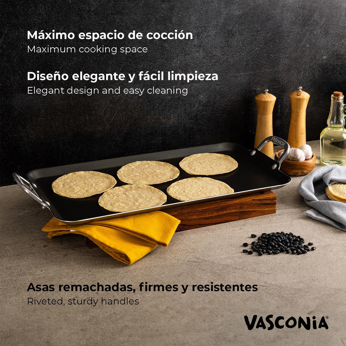 Vasconia griddle oven-safe up to 450F for versatile cooking
