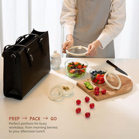 Vase and Vessel vented airtight lid keeps contents fresh and leak-free.