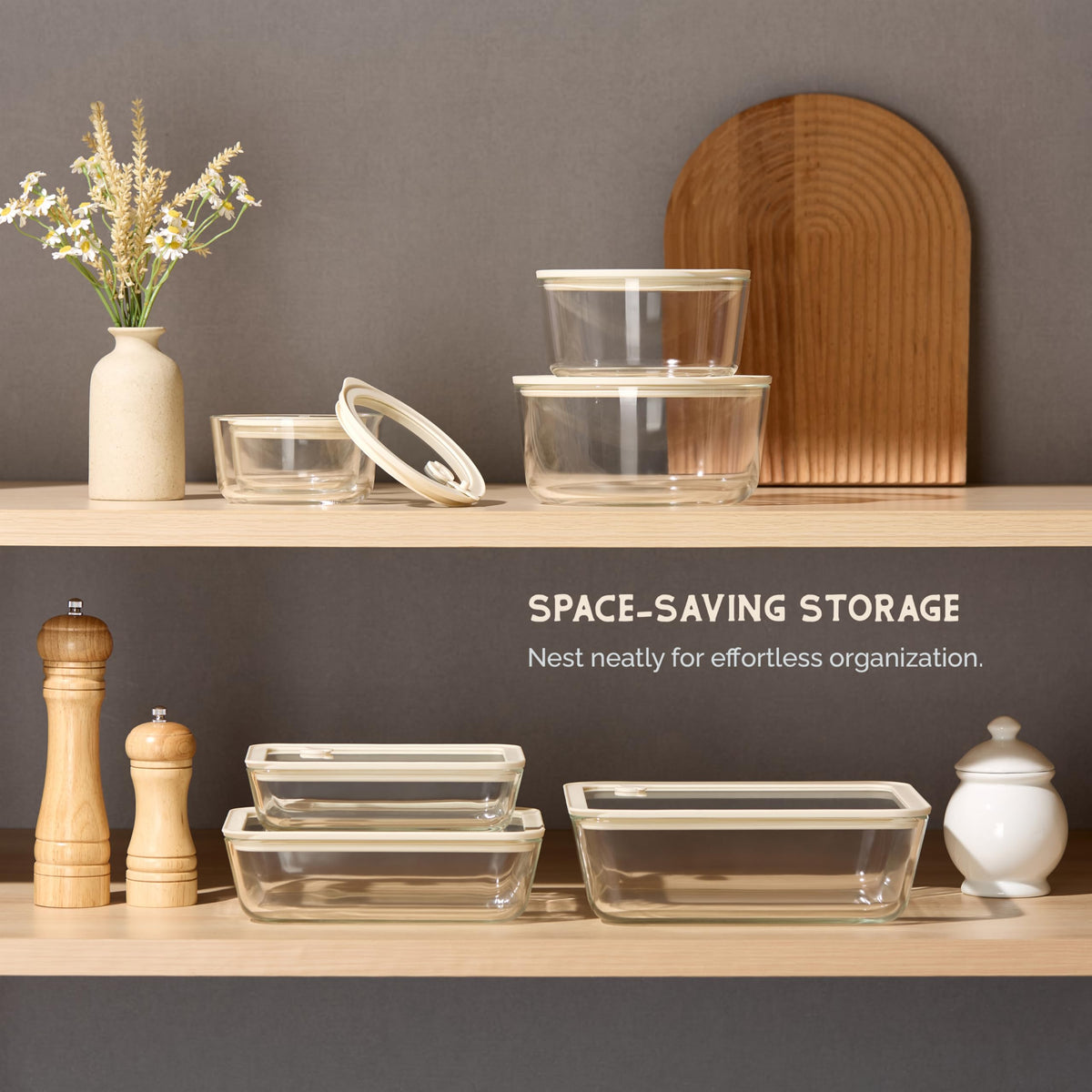 Vase and Vessel oven-safe glass container with clear lid view.