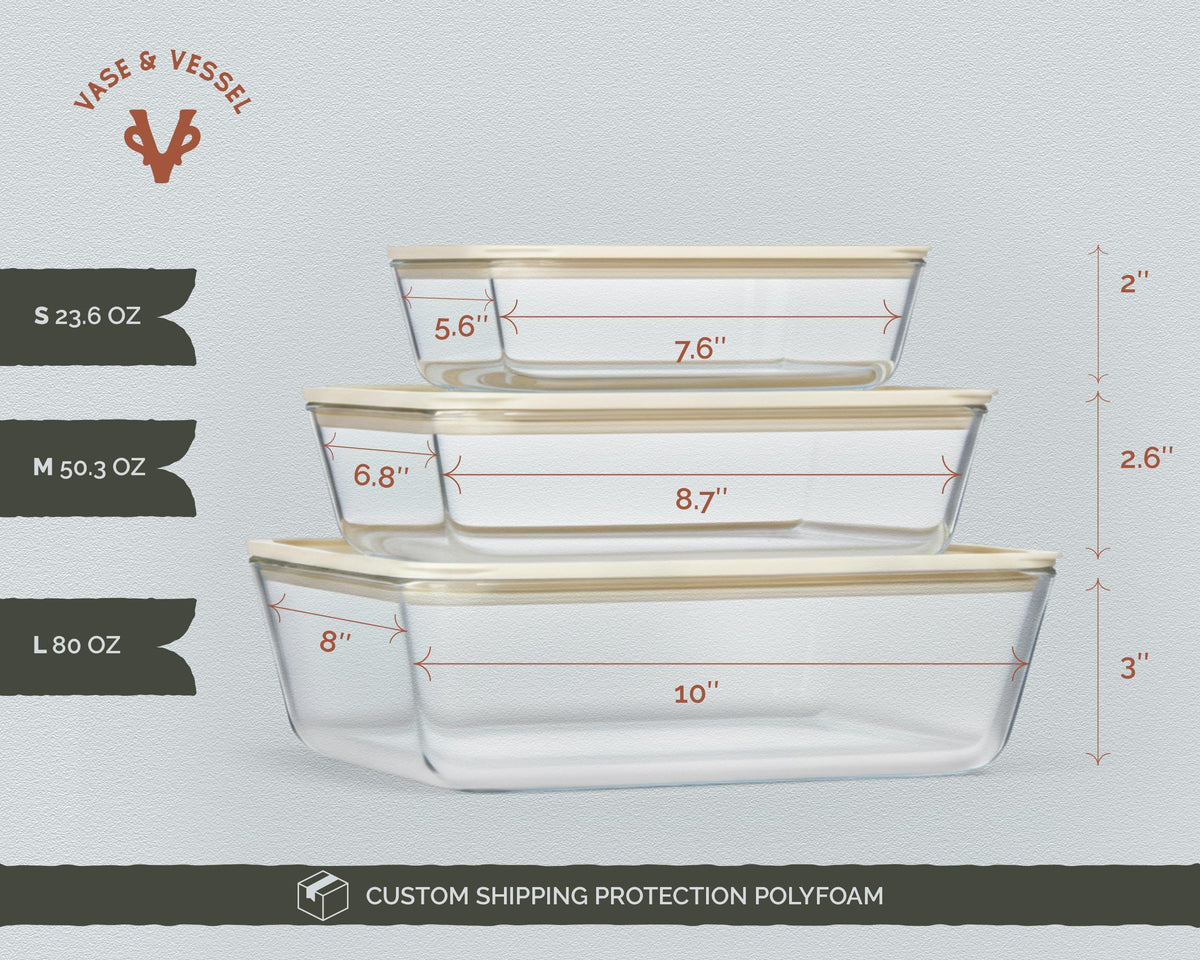 Vase and Vessel stackable design to save kitchen space.