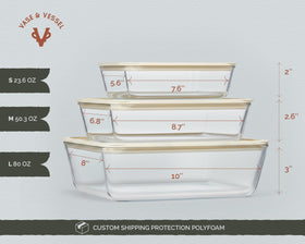 Vase and Vessel stackable design to save kitchen space.