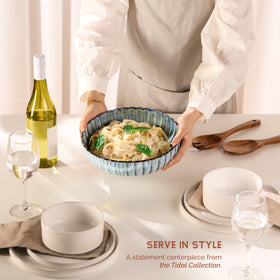 Vase and Vessel Tidal ombre blue glaze adds vibrant pasta servings.