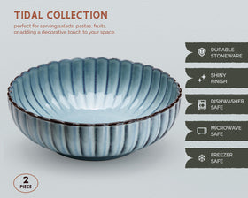 Vase and Vessel Tidal durable stoneware is microwave and dishwasher safe.
