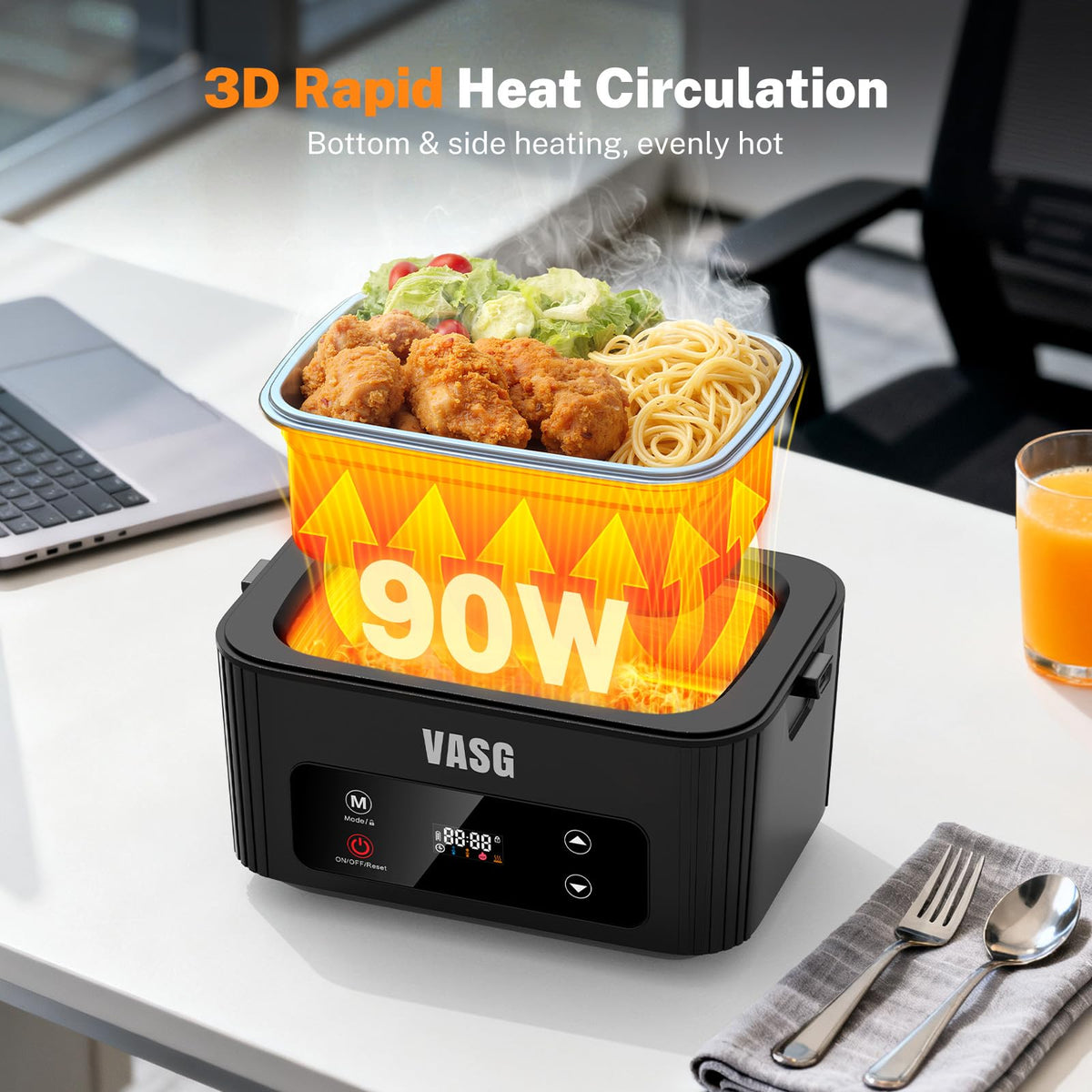 VASG 2026 open lid with 1.2L container ready for meals at home or work
