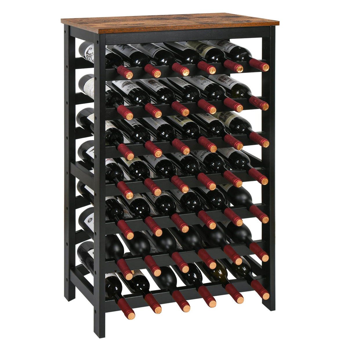 VASMIA 42-bottle bamboo wine rack front view shows organized storage and accessibility