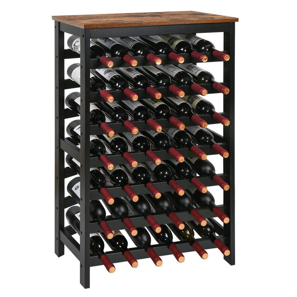VASMIA 42-bottle bamboo wine rack front view shows organized storage and accessibility