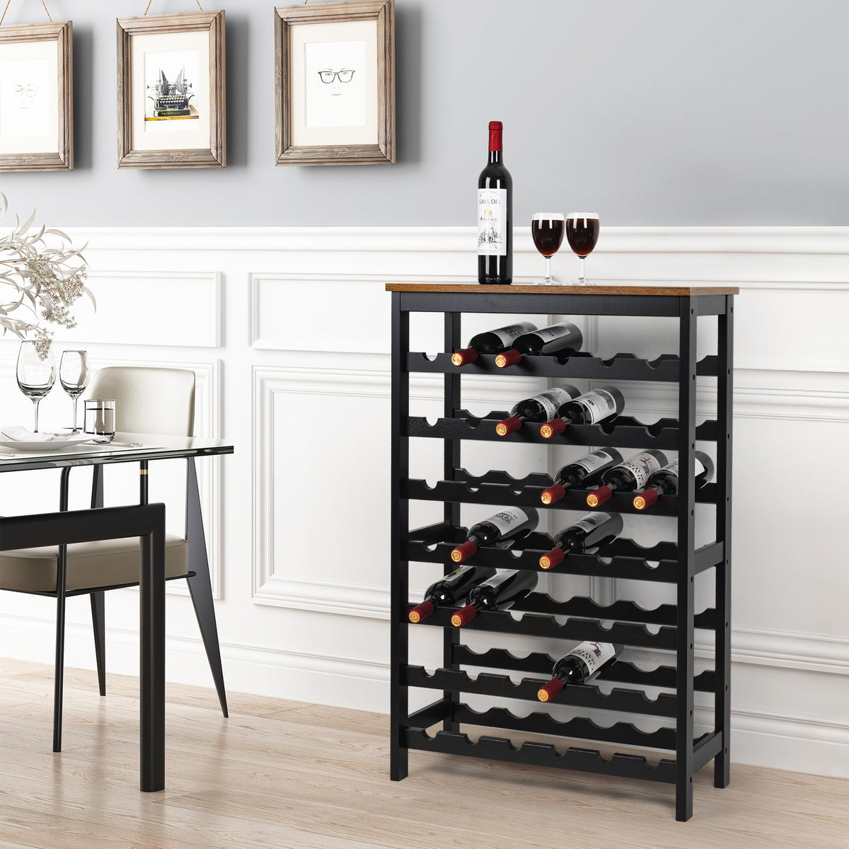 VASMIA 7-tier wine storage racks side view emphasizes efficient display and bottle access