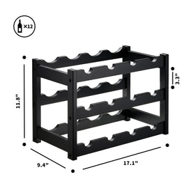 VASMIA bamboo wine rack in dining room setup demonstrates space-saving design.