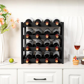 VASMIA bamboo wine rack features a smooth natural finish to elevate kitchen decor