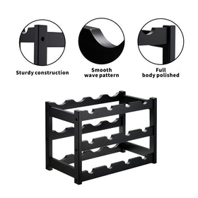 VASMIA bamboo wine rack top-down view highlights wave shelves.