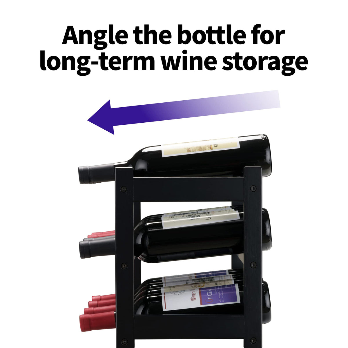 VASMIA bamboo wine rack with bottles showcasing organized display.