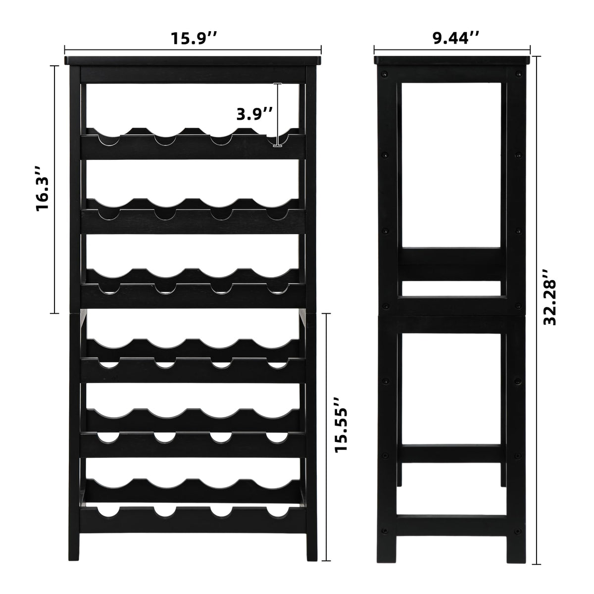 VASMIA assembly-ready wine rack shown with included hardware and instructions.