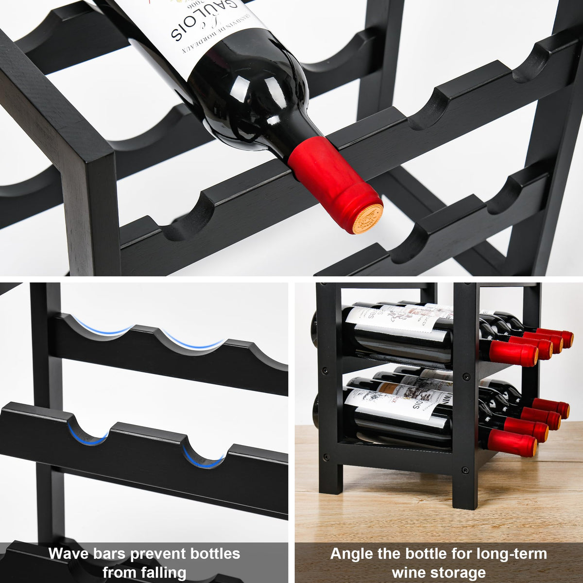 VASMIA wine rack in kitchen or bar area blending storage with décor.