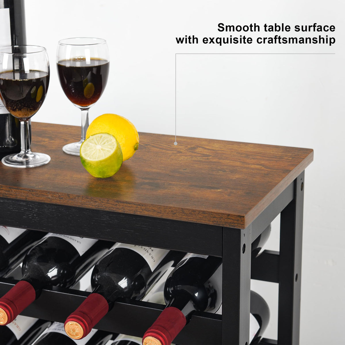 VASMIA rustic brown and black finish adds warm style while protecting your wine