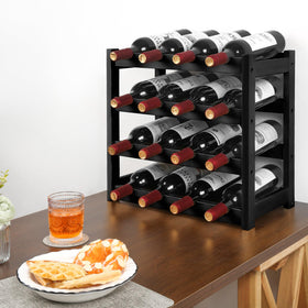 VASMIA wine rack with wave shelves securely holding bottles and preventing tilt