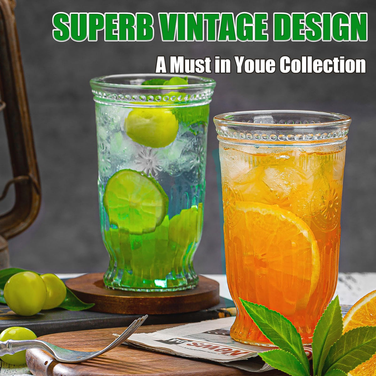 VasoArte 16oz highball glasses ideal for cocktails and mojitos