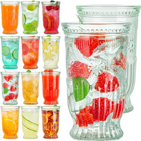 VasoArte embossed highball glasses with vintage charm and sturdy grip