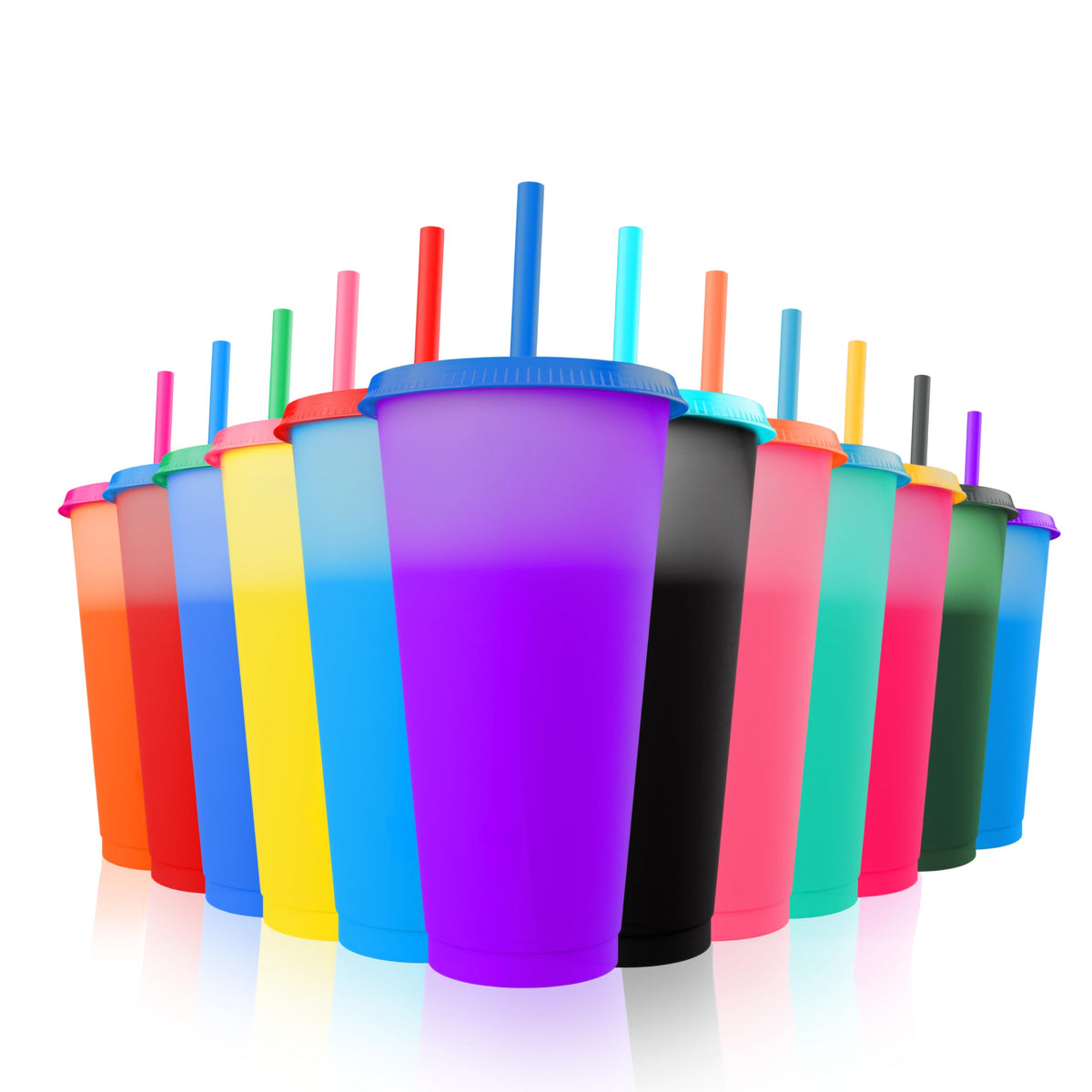 VASOLERIA color-changing cups 12pc set show vivid colors when chilled, ideal for parties.