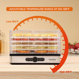 Vassillias 904 control panel demonstrates adjustable temperature for precise dehydration.
