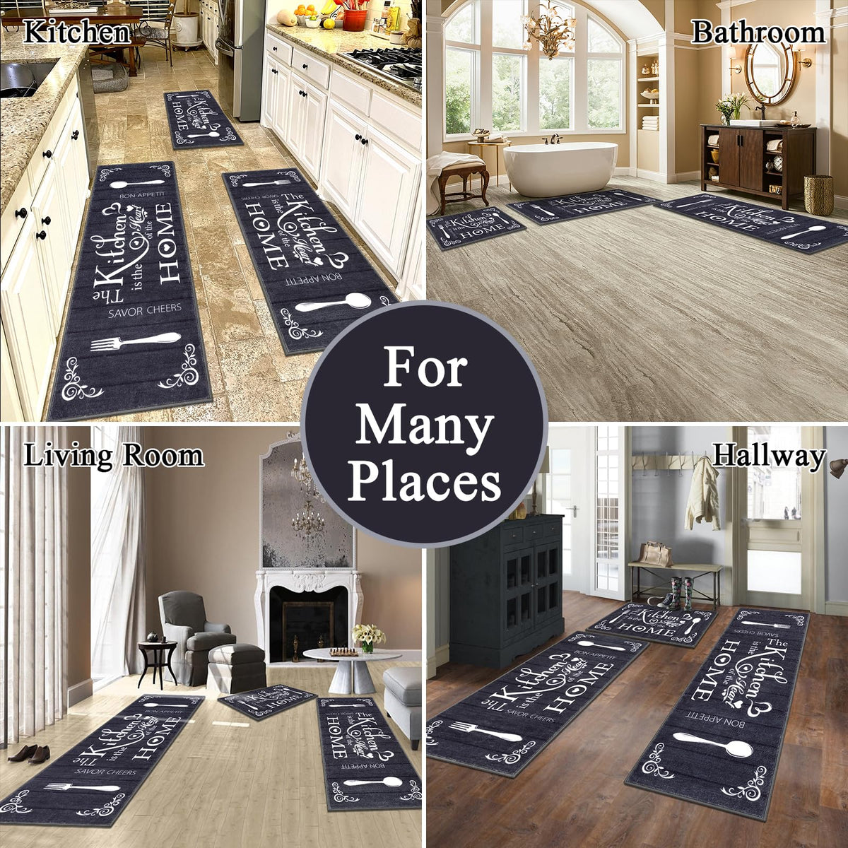 Vaukki Boho kitchen rug set size 20x32 close-up emphasizes soft, durable polyester texture