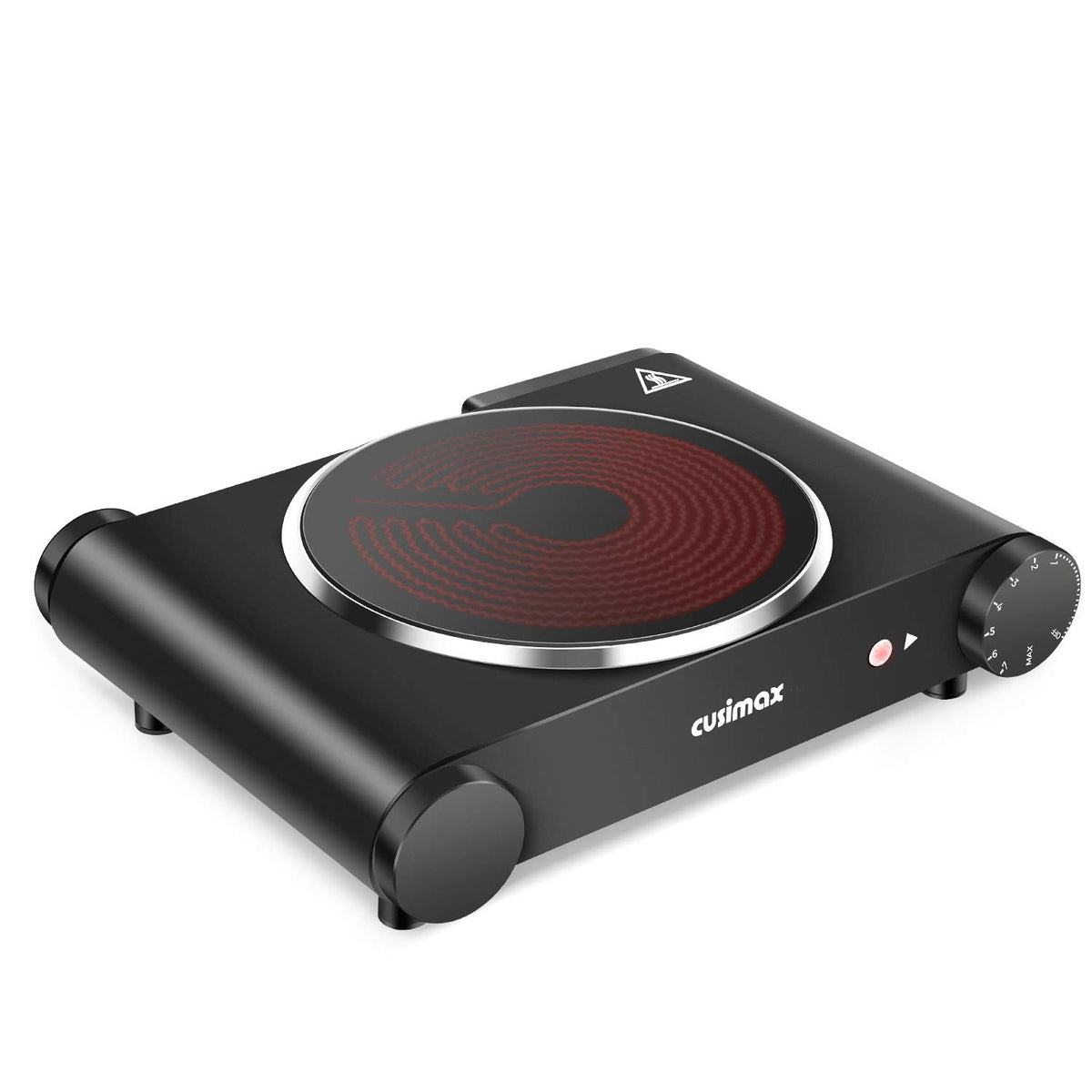 Vayepro Cusimax portable infrared stove front view highlights compact design for small spaces.