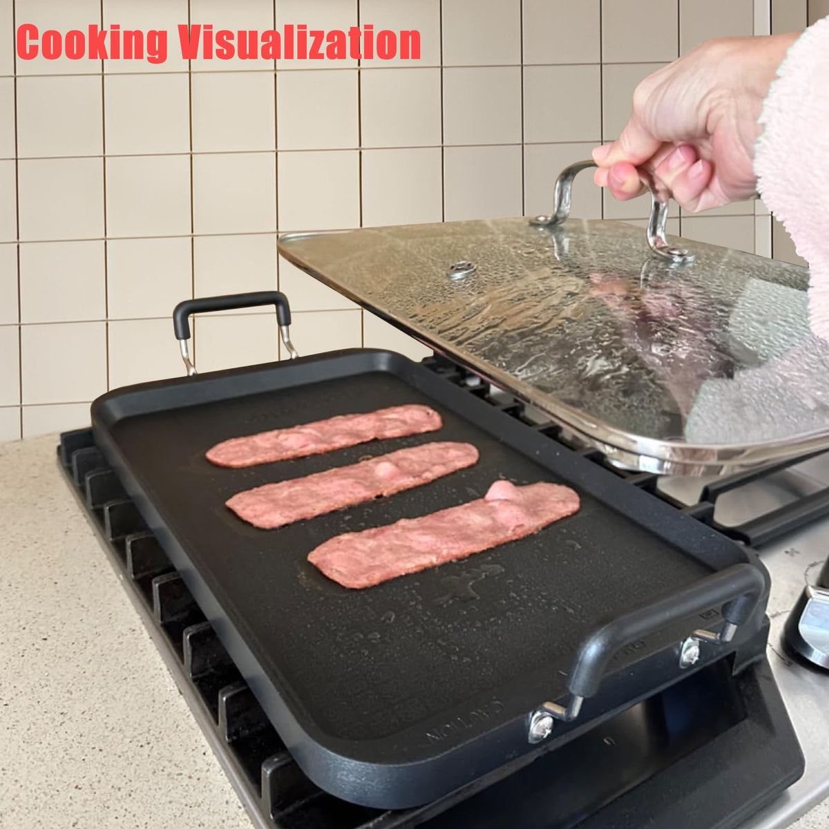 Vayepro griddle surface featuring non-stick coating for easy food release.