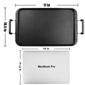 Vayepro stove-top griddle back-rib grid prevents warping during uneven heating.