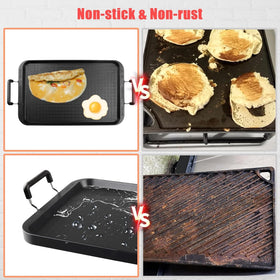 Vayepro dishwasher-safe griddle with lightweight aluminum body for convenient storage.