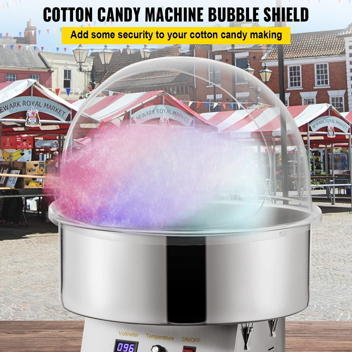 VBENLEM cotton candy bubble shield clear front view for easy monitoring