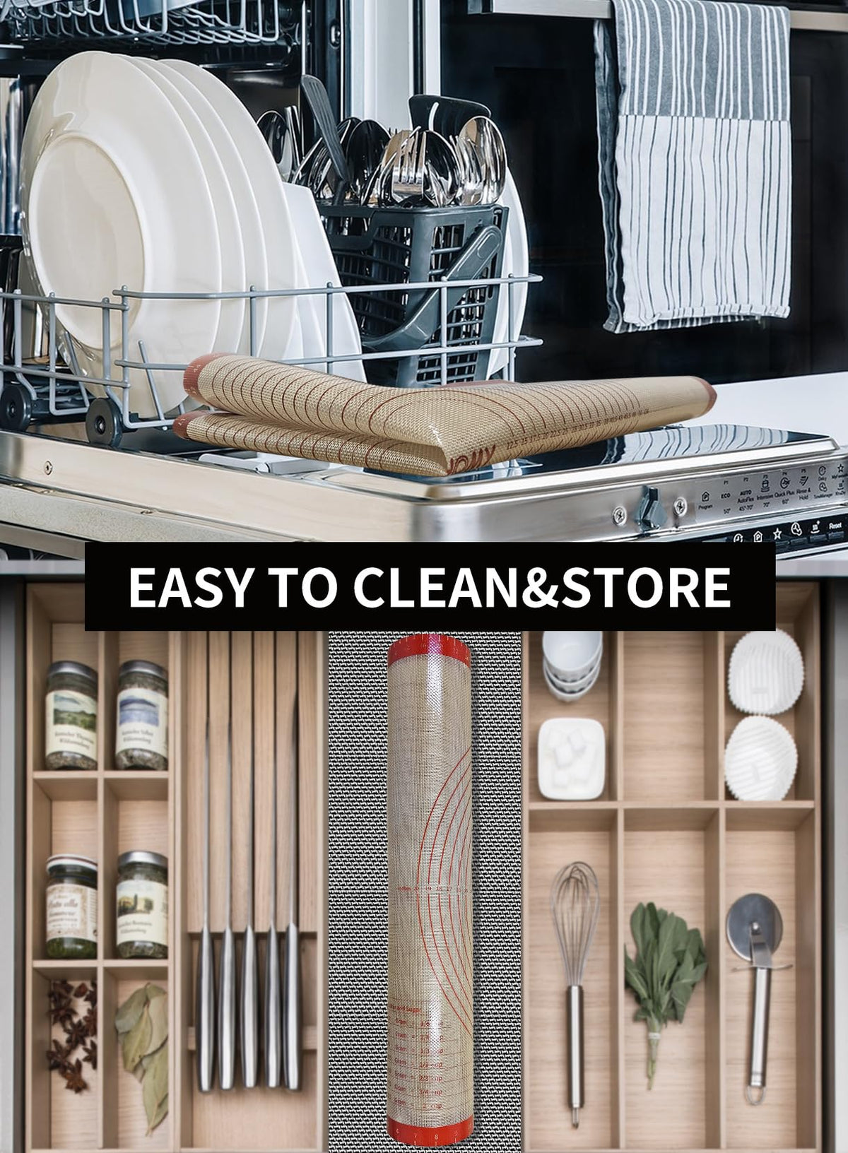 VCHOMY large kitchen mat offers ample workspace for dough, pies, cookies, and more.