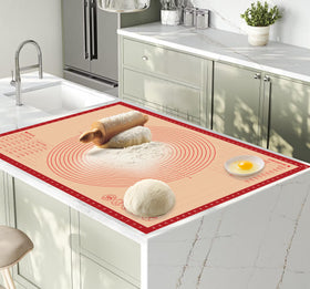 VCHOMY mat features engraved measurement marks for precise pastry sizing.