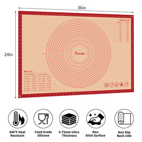 VCHOMY silicone baking mat shows non-slip design for steady dough work.
