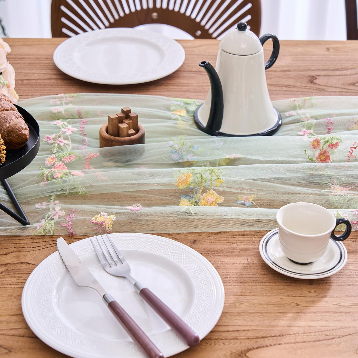 vctops table runner sage green care: easy wash, reusable.