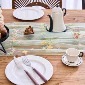 vctops table runner sage green care: easy wash, reusable.