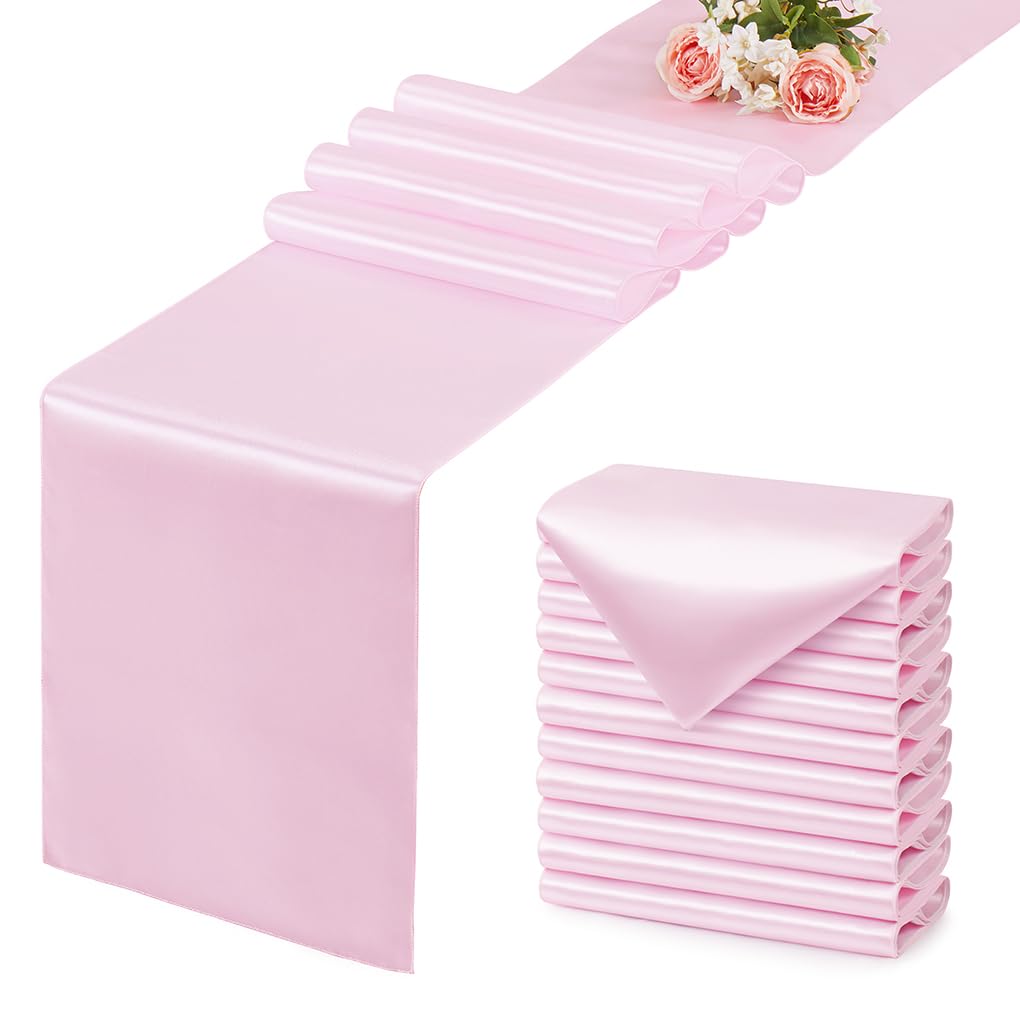 VCUSUELER light pink table runner pack adds soft elegance to any event setup.