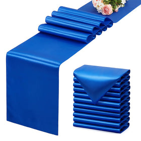 VCUSUELER royal blue satin table runner 12x108 enhances wedding tables with elegant shine.