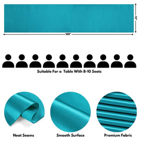 VCUSUELER teal-blue satin runner with smooth drape for events