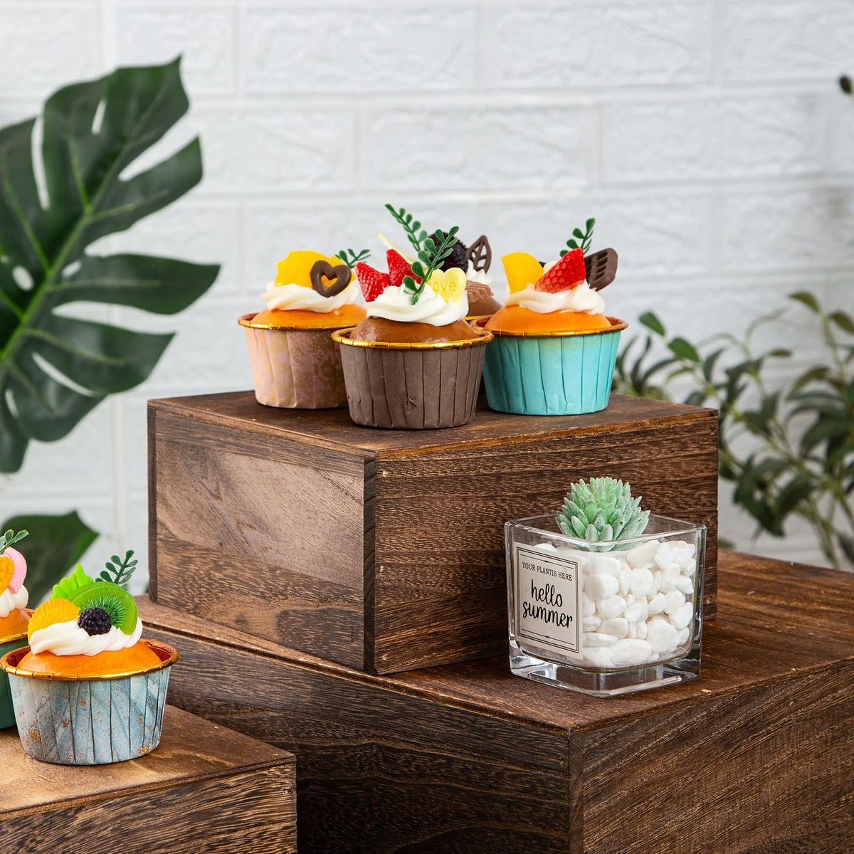 VDEHOM Vintage brown square cake stand wedding-demo setup inspiration.