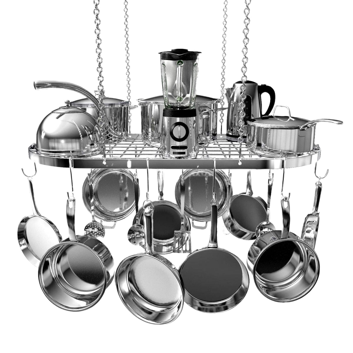 Vdomus hanging pot rack ceiling mount with 15 hooks for easy cookware storage