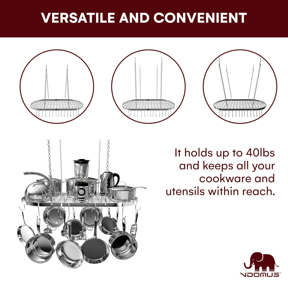 Vdomus heavy-duty iron rack with rust-resistant silver finish