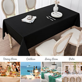 Veblandy black tablecloth adds a sophisticated, refined dining ambiance.